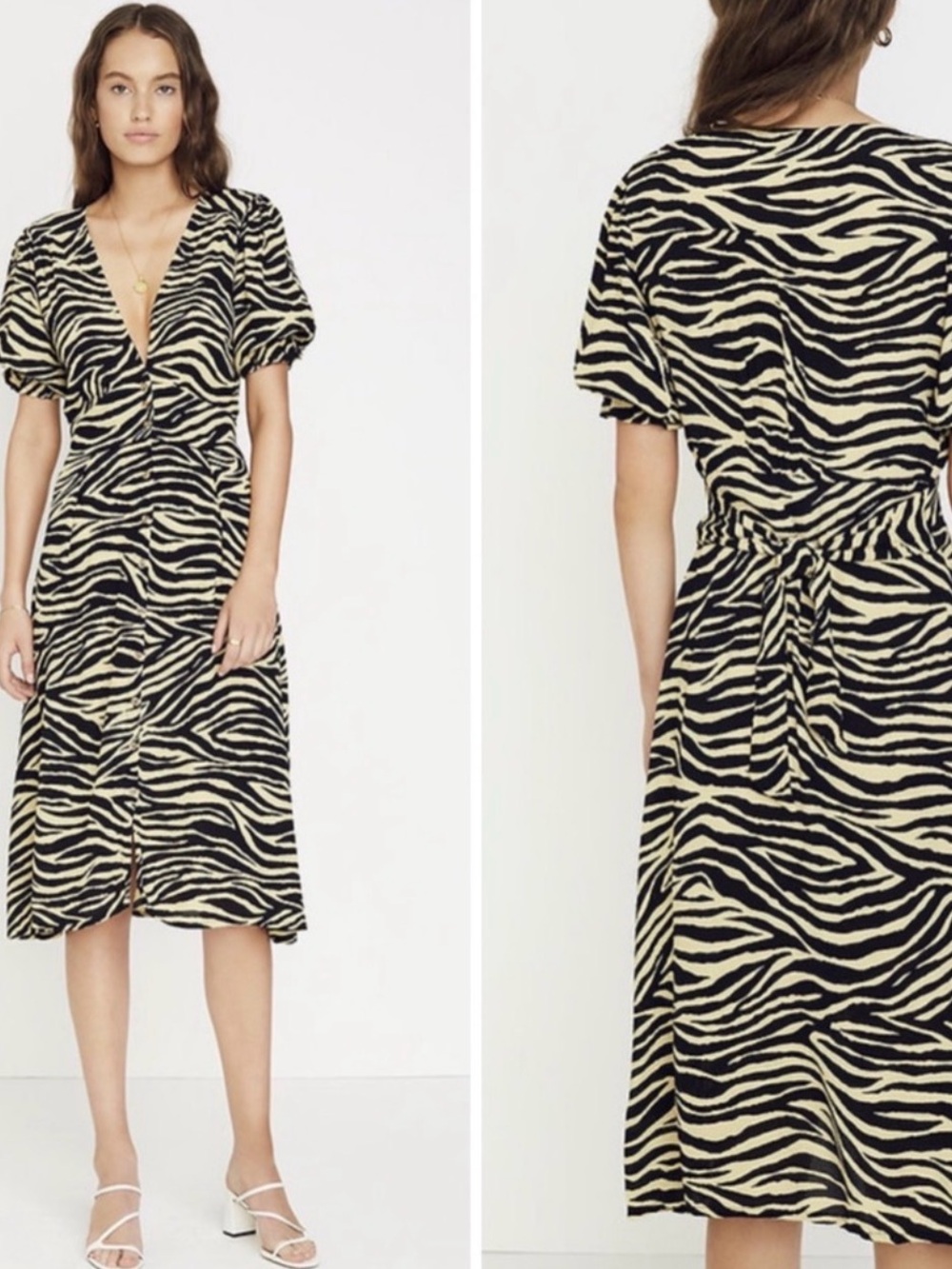 Faithfull the Brand Ilia Zebra Midi Dress